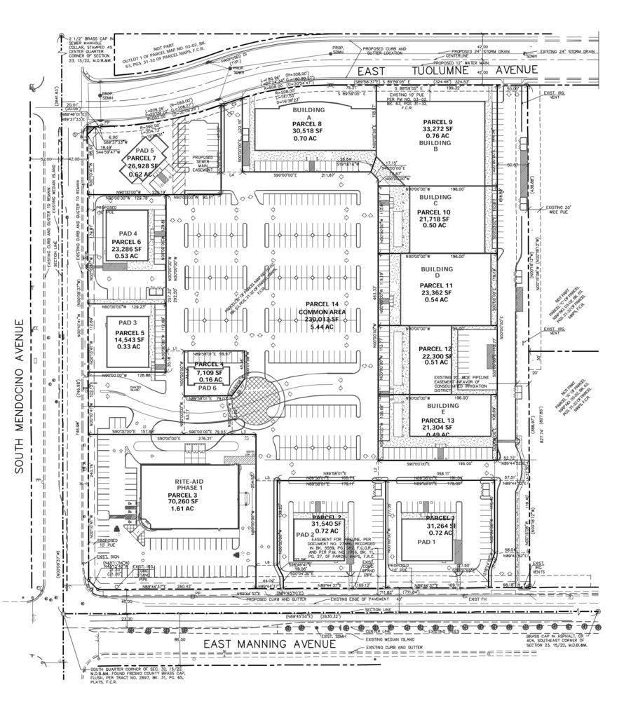 SHOVEL READY RETAIL LAND: ALL (13) OR PARTIAL PADS W/ UTILITIES: NEC S. Mendocino & E Manning Ave, Parlier, CA 93648
